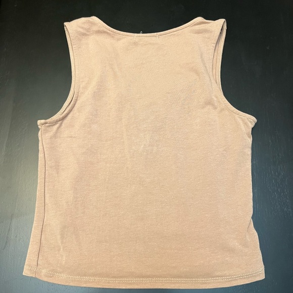 Tan cute crop top. Tank top with adjustable strings in front. - Picture 3 of 3